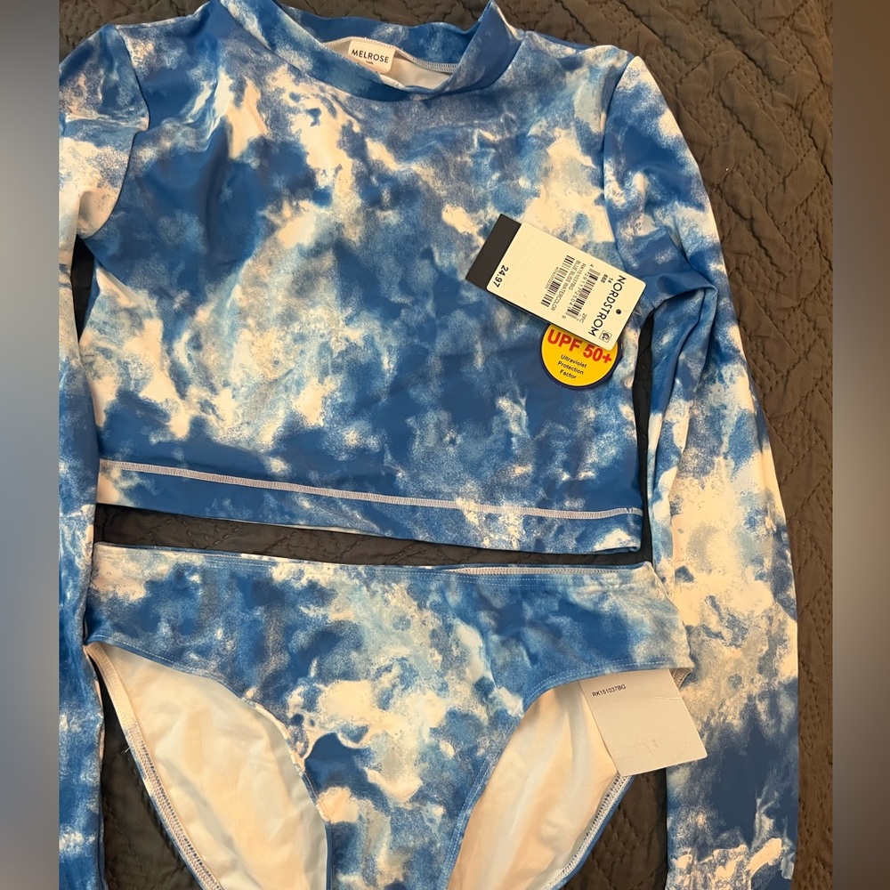 NWT Girls Melrose and Market Blue Tie Dye Bikini Size M